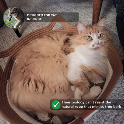 Cat lounging in the WildNest rope bed